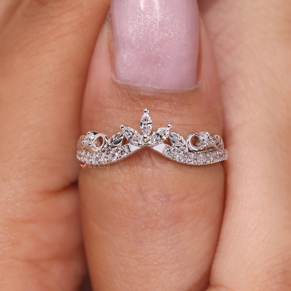 Delicate diamond knot band, offering a unique and meaningful design for her special day.