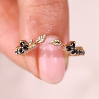 Nature Inspired Round Cut Black Moissanite Wedding Band