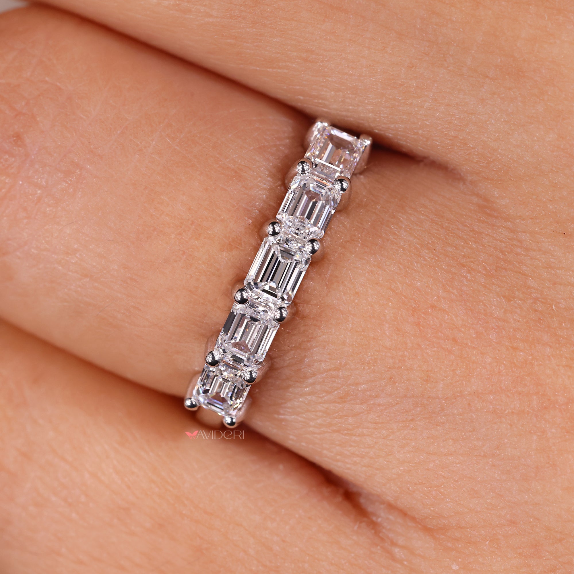 Lab grown diamond set in a classic wedding band style.