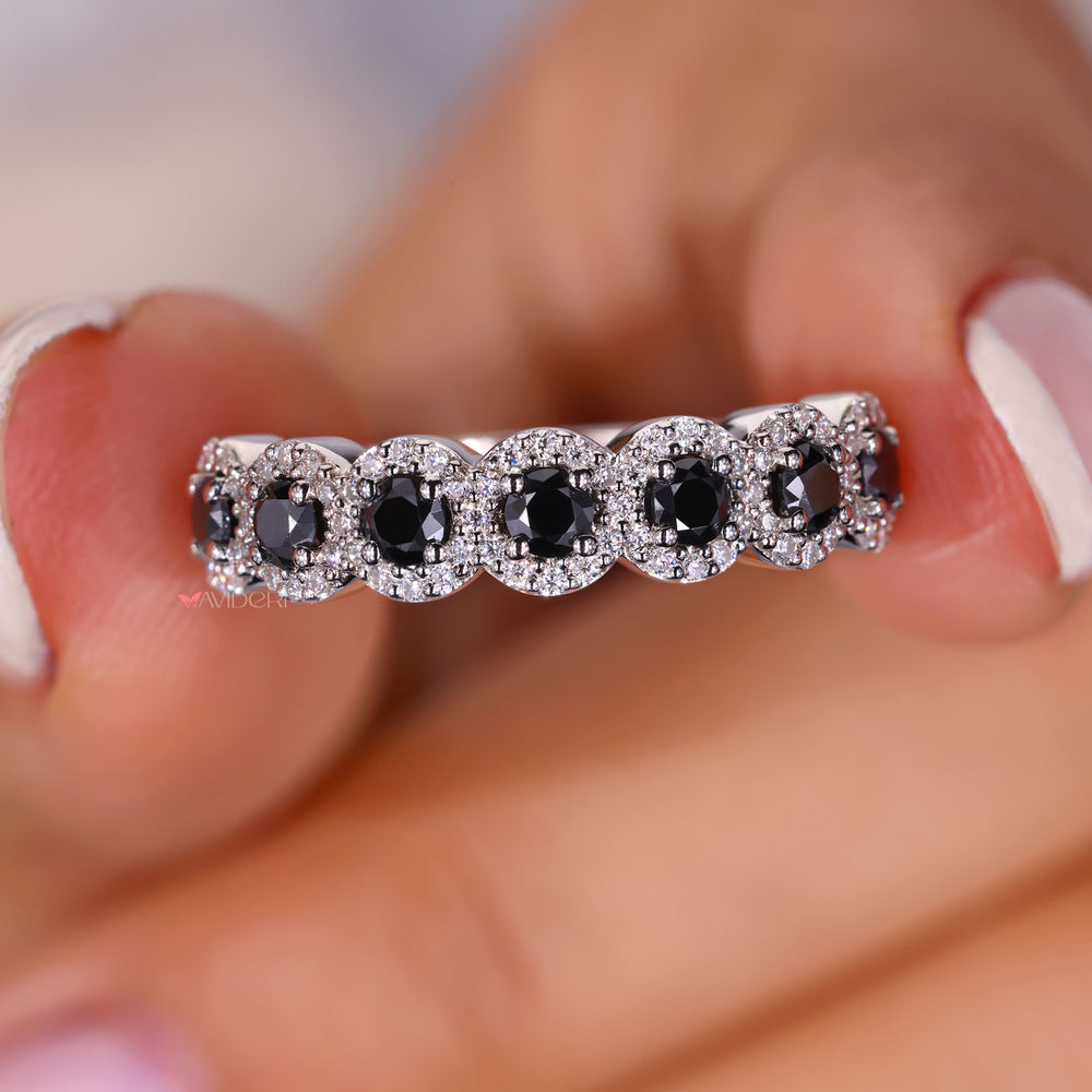 Gold moissanite wedding band, moissanite wedding bands for women, round wedding band