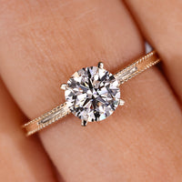 Round Diamond Engagement Ring With Milgrain Setting