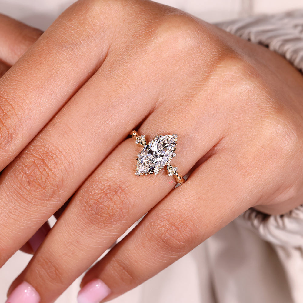 Handmade jewelry marquise diamond ring.