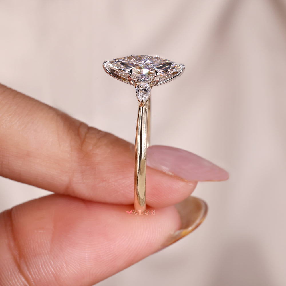 Custom marquise diamond ring with lab grown diamond.