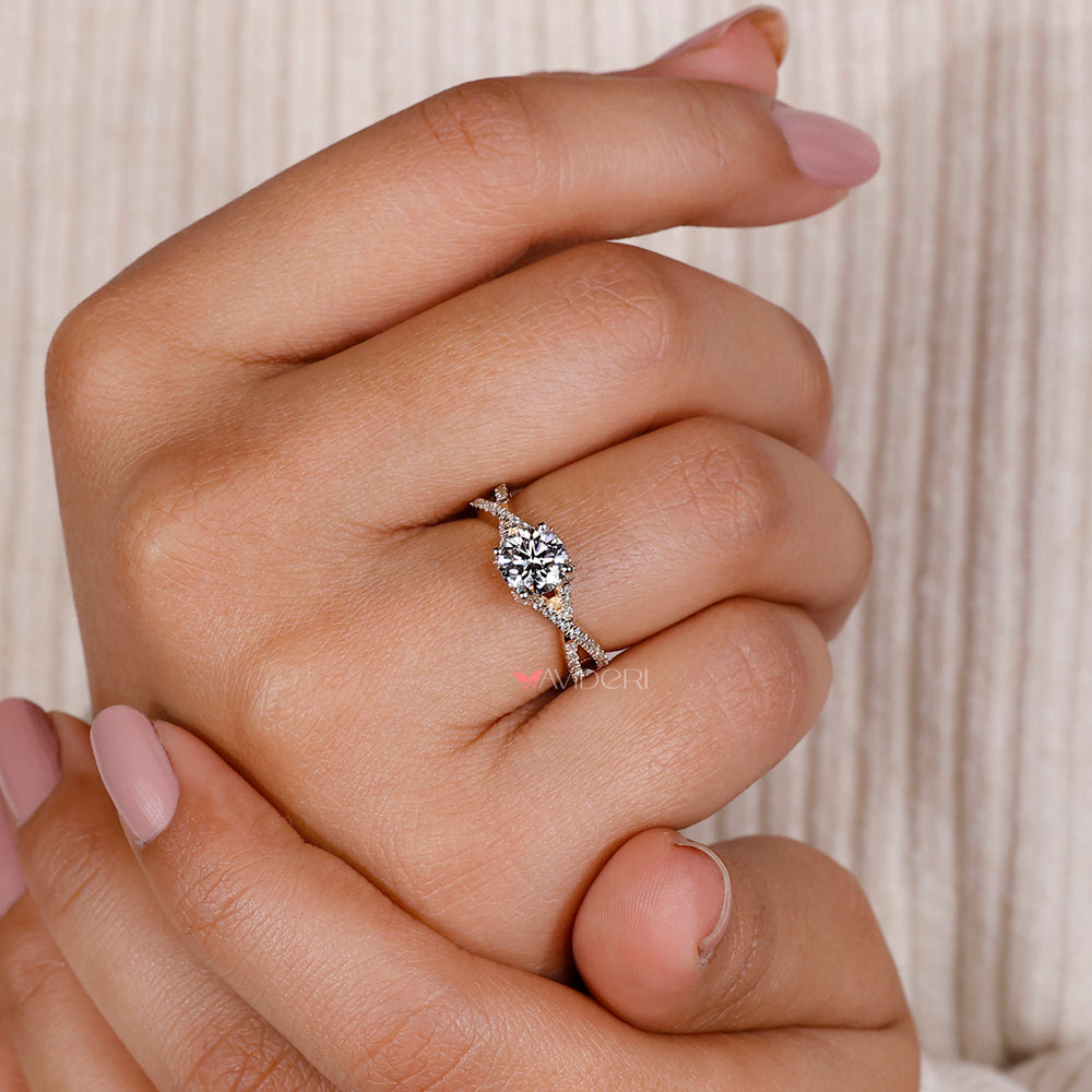 Pave ring 4 prong diamond ring.
