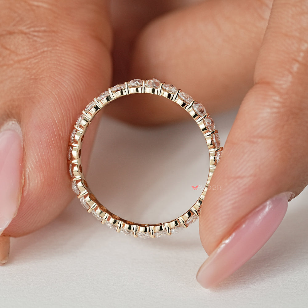 Eternity wedding band with round rose diamonds throughout
