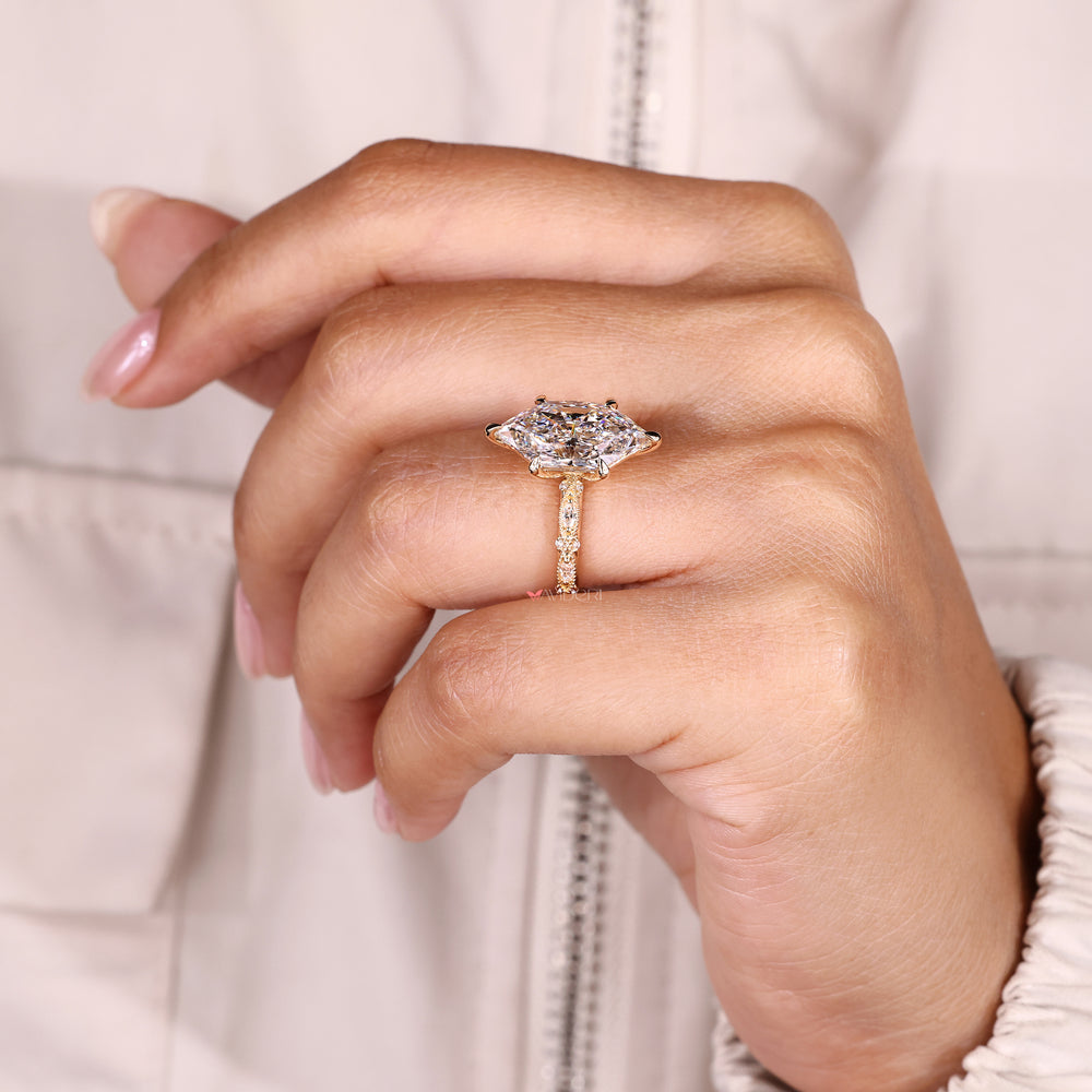 Lab grown marquise diamond ring IGI certified.
