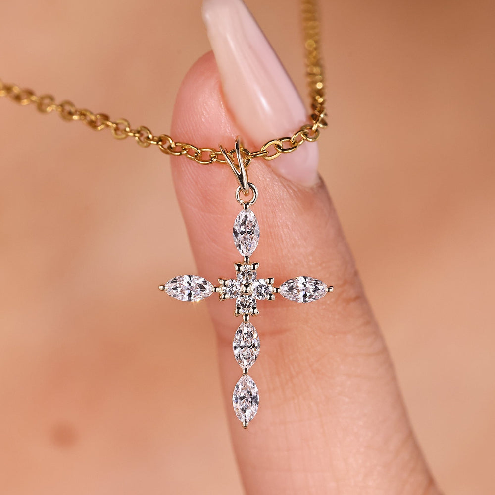 Marquise Diamond Pendant in Yellow Gold.