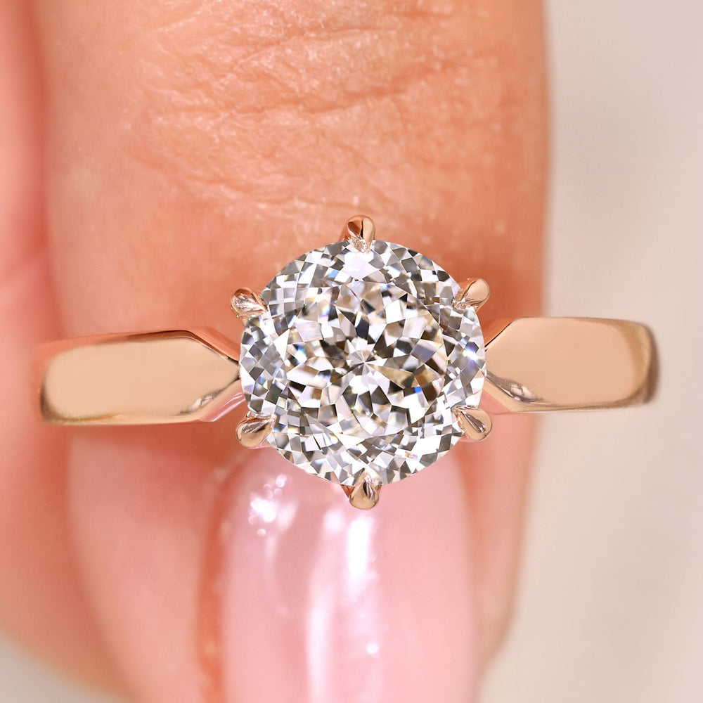 Portuguese cut diamond ring solitaire tulip.
