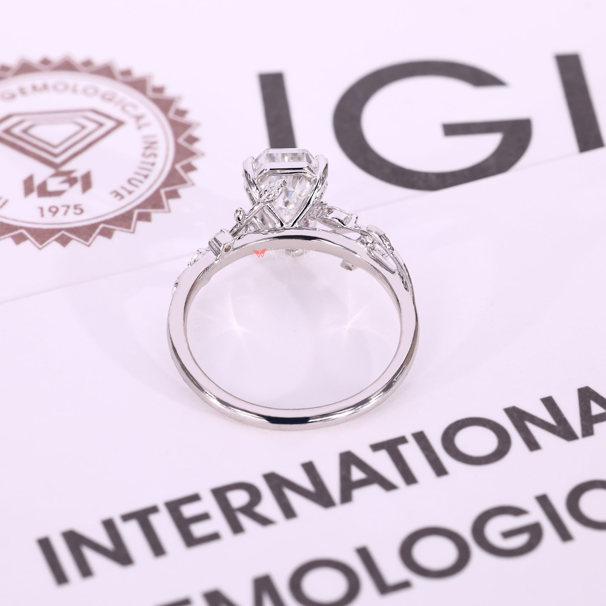 White gold diamond ring with lab-grown diamond ring.