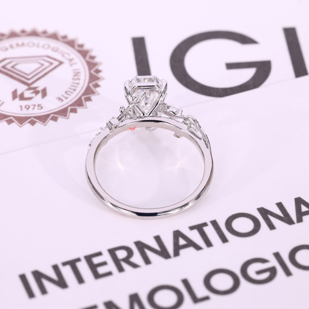 White gold diamond ring with lab-grown diamond ring.