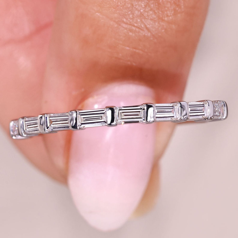 Diamond half eternity band baguette cut style.

