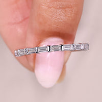 Baguette Cut Diamond Half Eternity Band in Bar Setting
