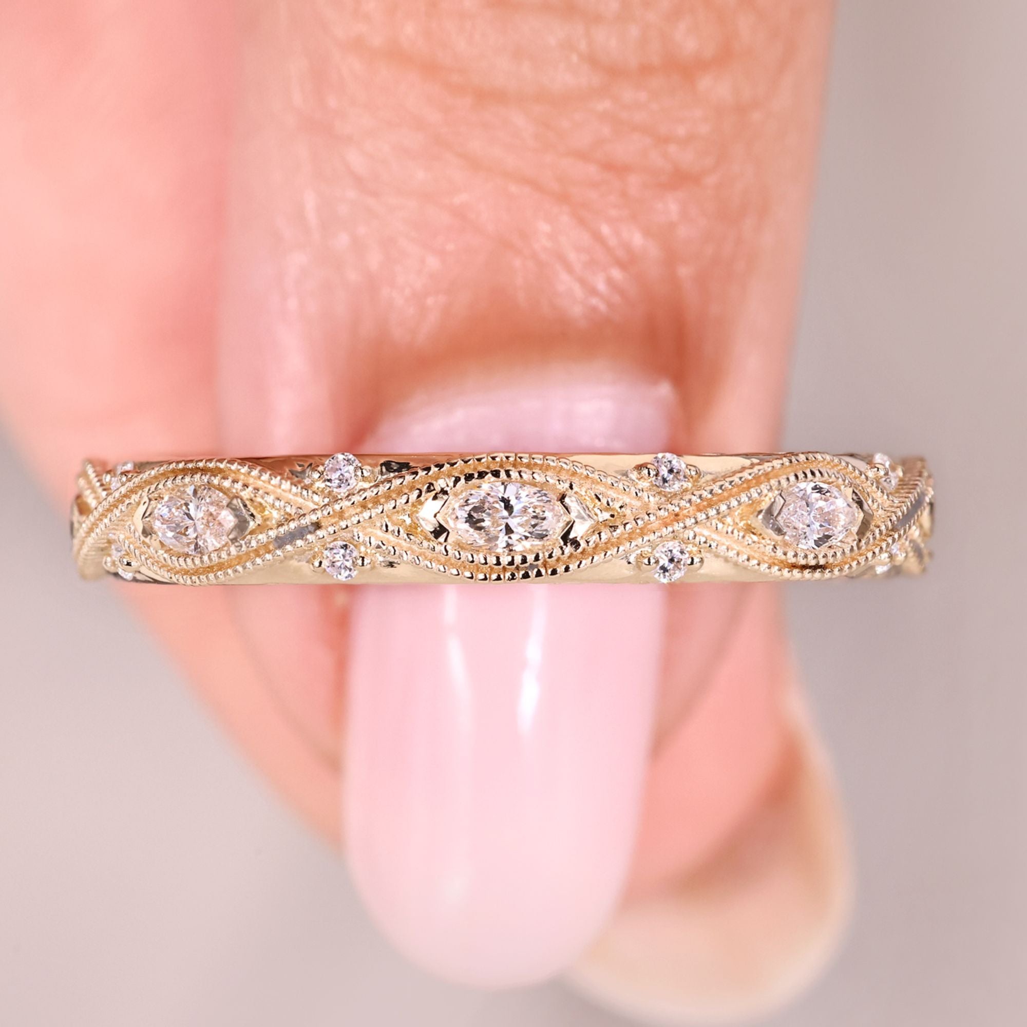Milgrain diamond wedding band full eternity.
