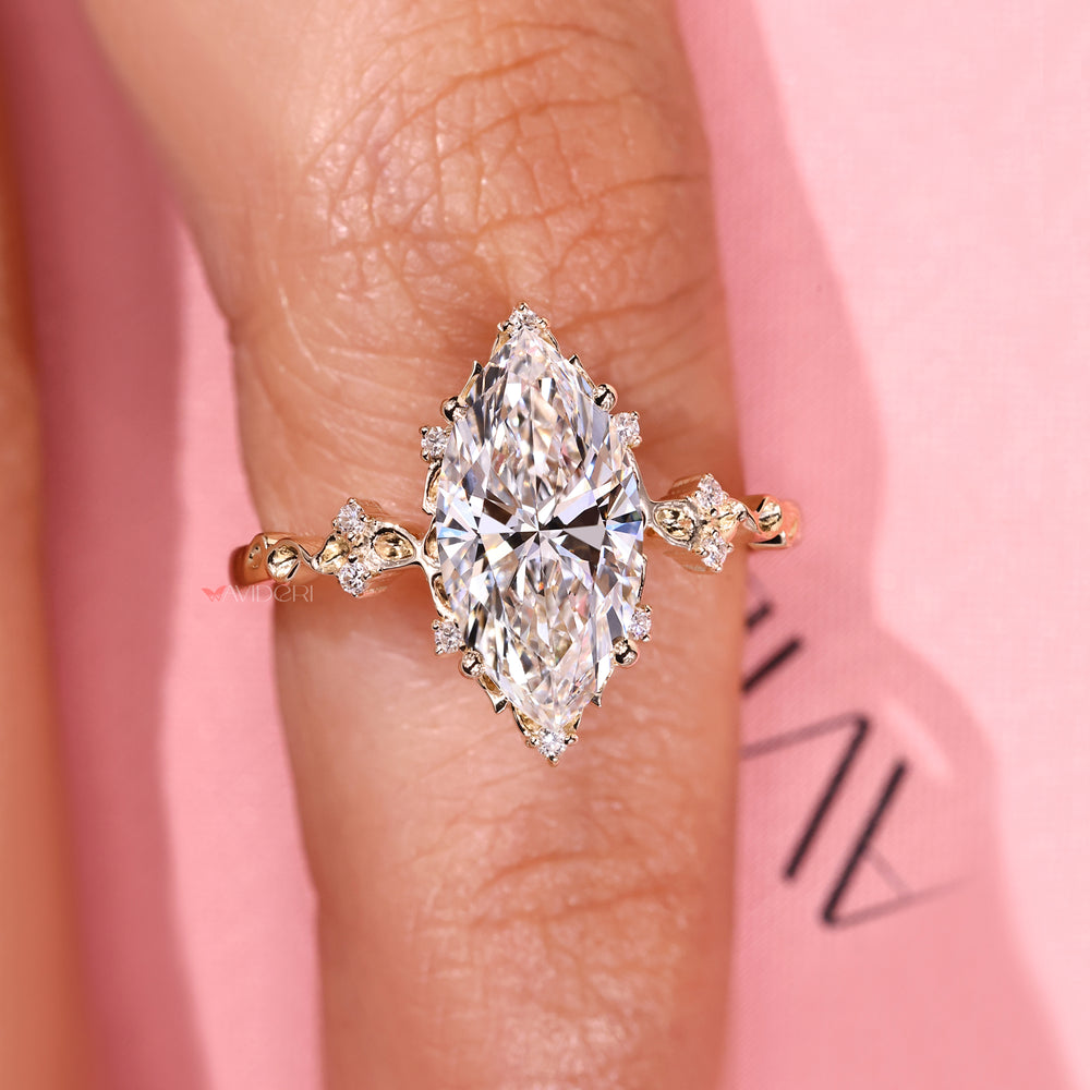 Buy engagement ring with diamond cluster design.