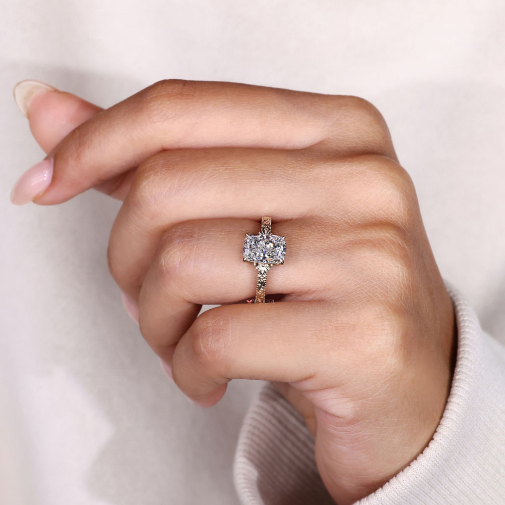 Vintage cushion cut ring with milgrain setting.
