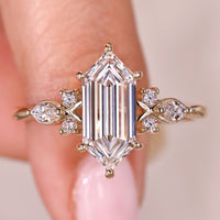 Hexagon Step Cut Diamond Ring in Muse Style