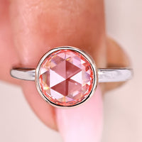 Bezel Round Rose Cut Solitaire Diamond Engagement Ring