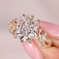Radiant Cut Engagement Ring In Nature Inspired Style