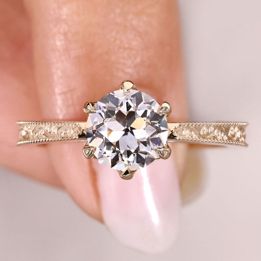 Old European cut diamond solitaire ring.

