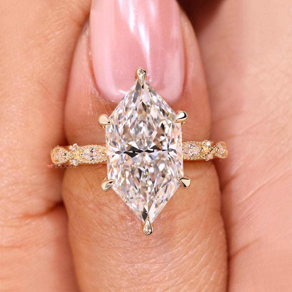 Handmade marquise ring with milgrain setting.
