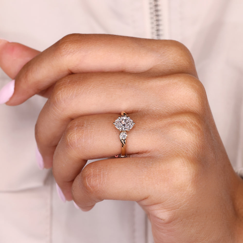 IGI certified oval diamond ring with basket style setting
