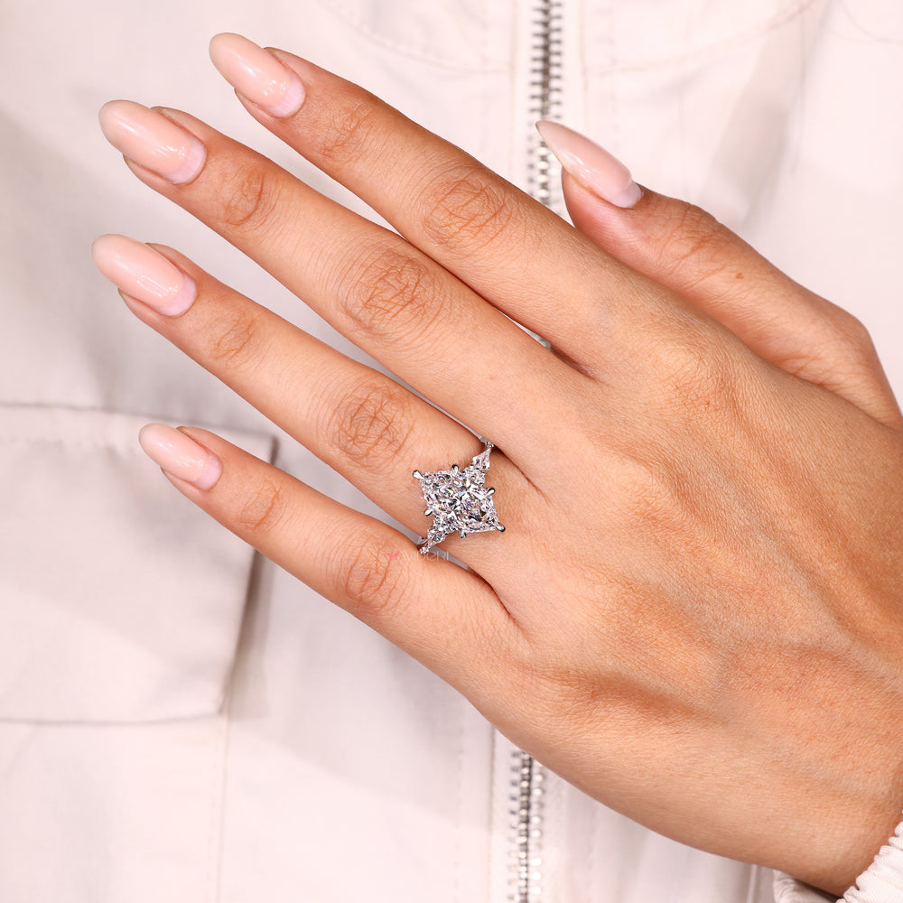 IGI certified marquise diamond ring with tapered shank band

