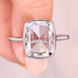 Cushion rose cut moissanite solitaire ring.

