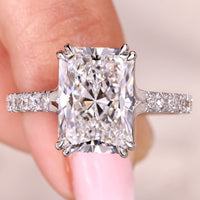 5 Carat IGI Certified Radiant Cut Diamond Ring with Pave Style Band