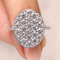 Round Cut Cluster Style Engagement Ring in Pave Style