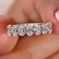 Oval Diamond Wedding Band Seven Stone Design Crafted