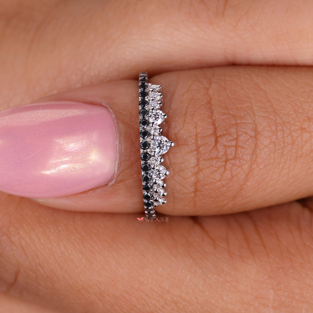 Round cut eternity band set in a beautiful white gold wedding band.