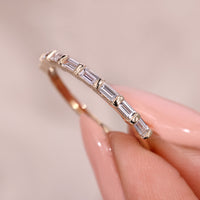 Baguette Diamond Wedding Band With Bar Setting