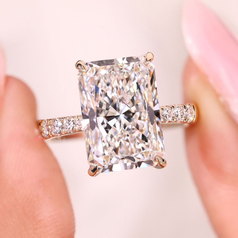 Radiant cut engagement ring available 5 to 10 carats.
