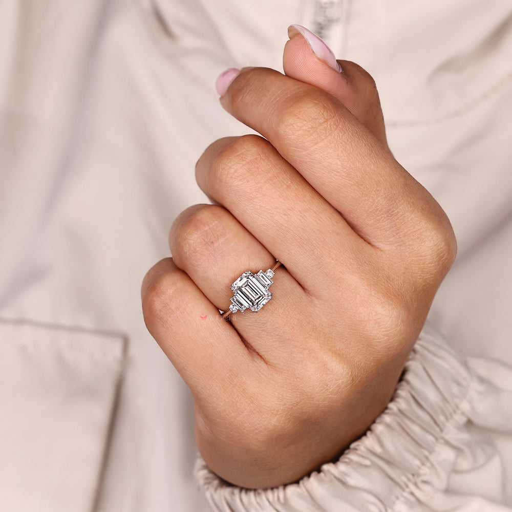 Lab grown five stone diamond ring handmade.
