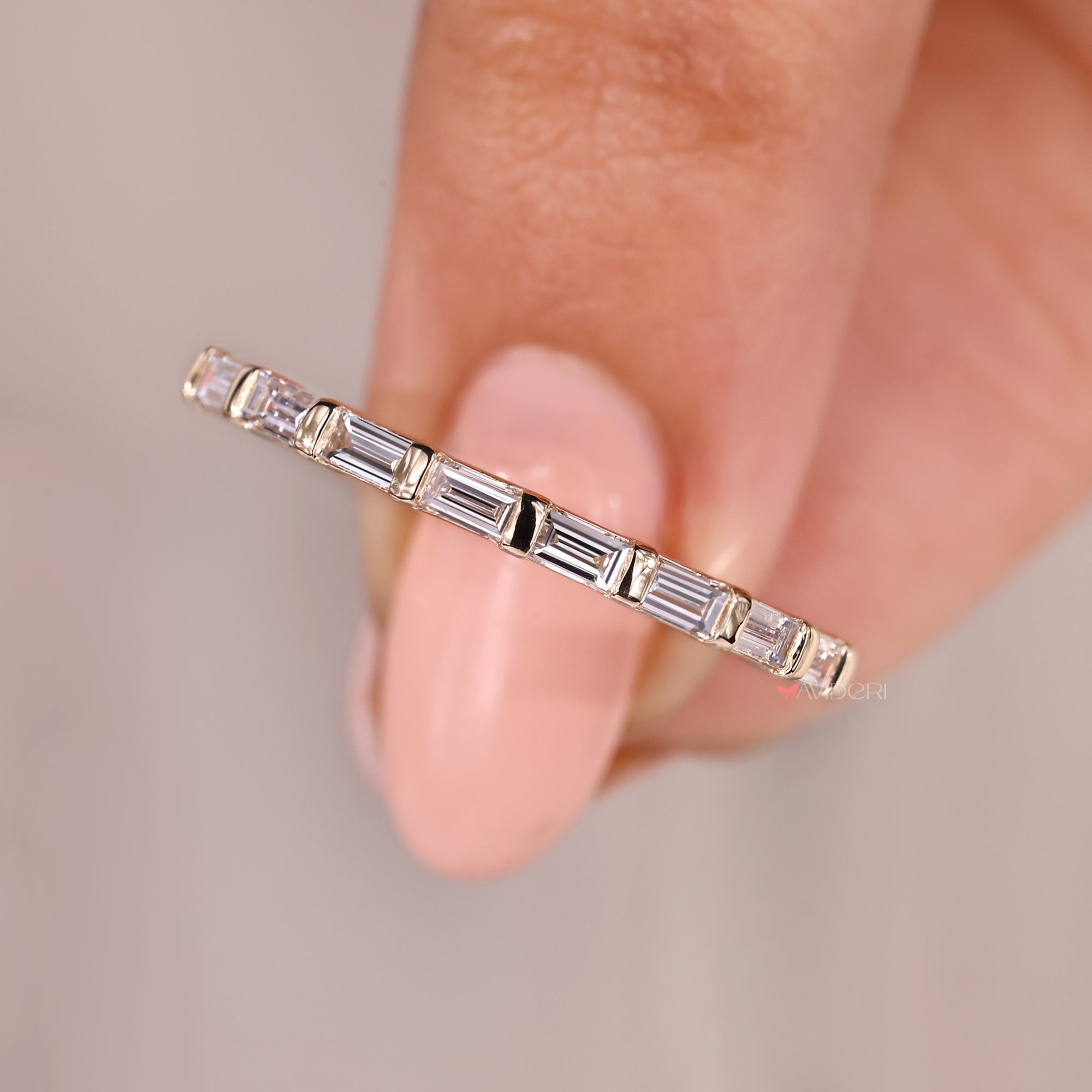 Bar set eternity band in custom wedding band.
