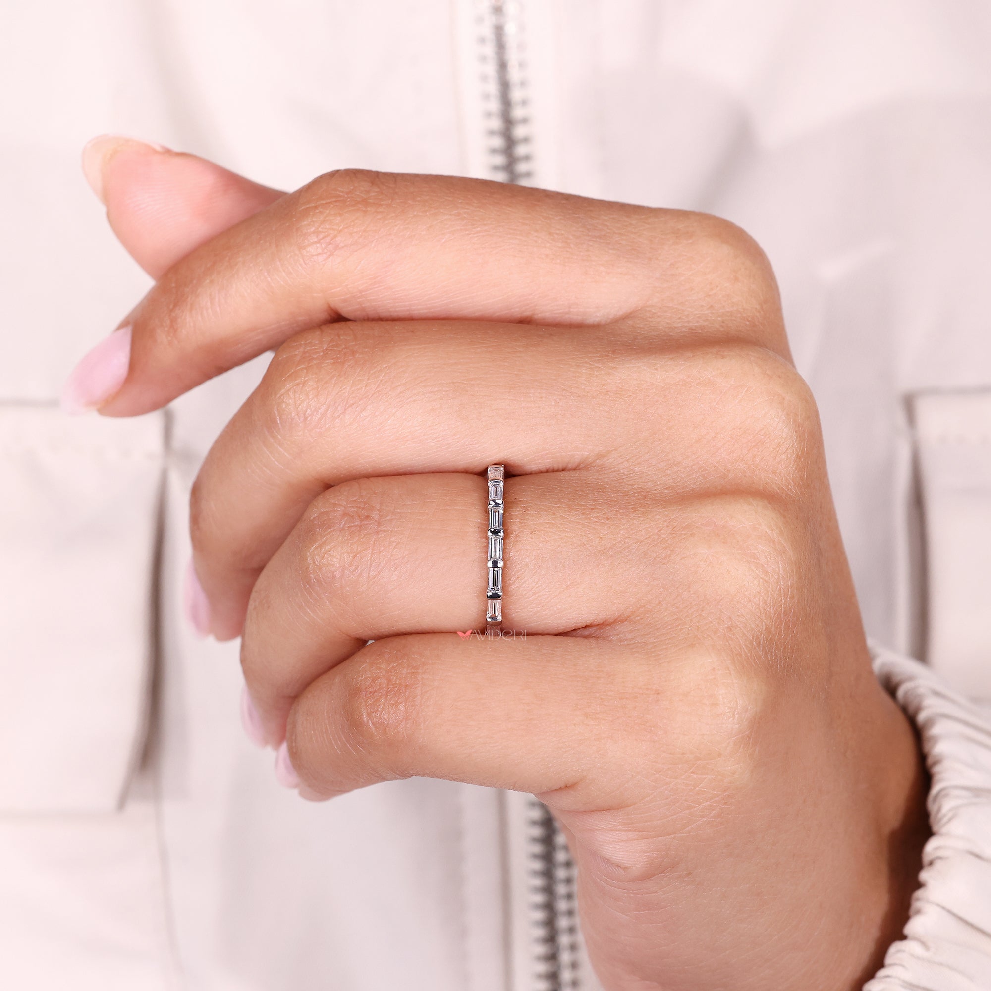 Lab grown diamond half eternity band style.
