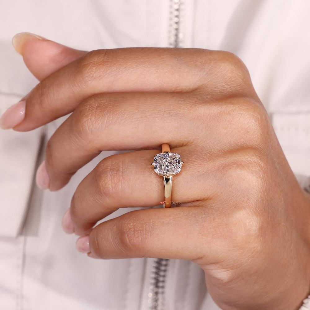 Lab grown cushion diamond ring IGI certified.

