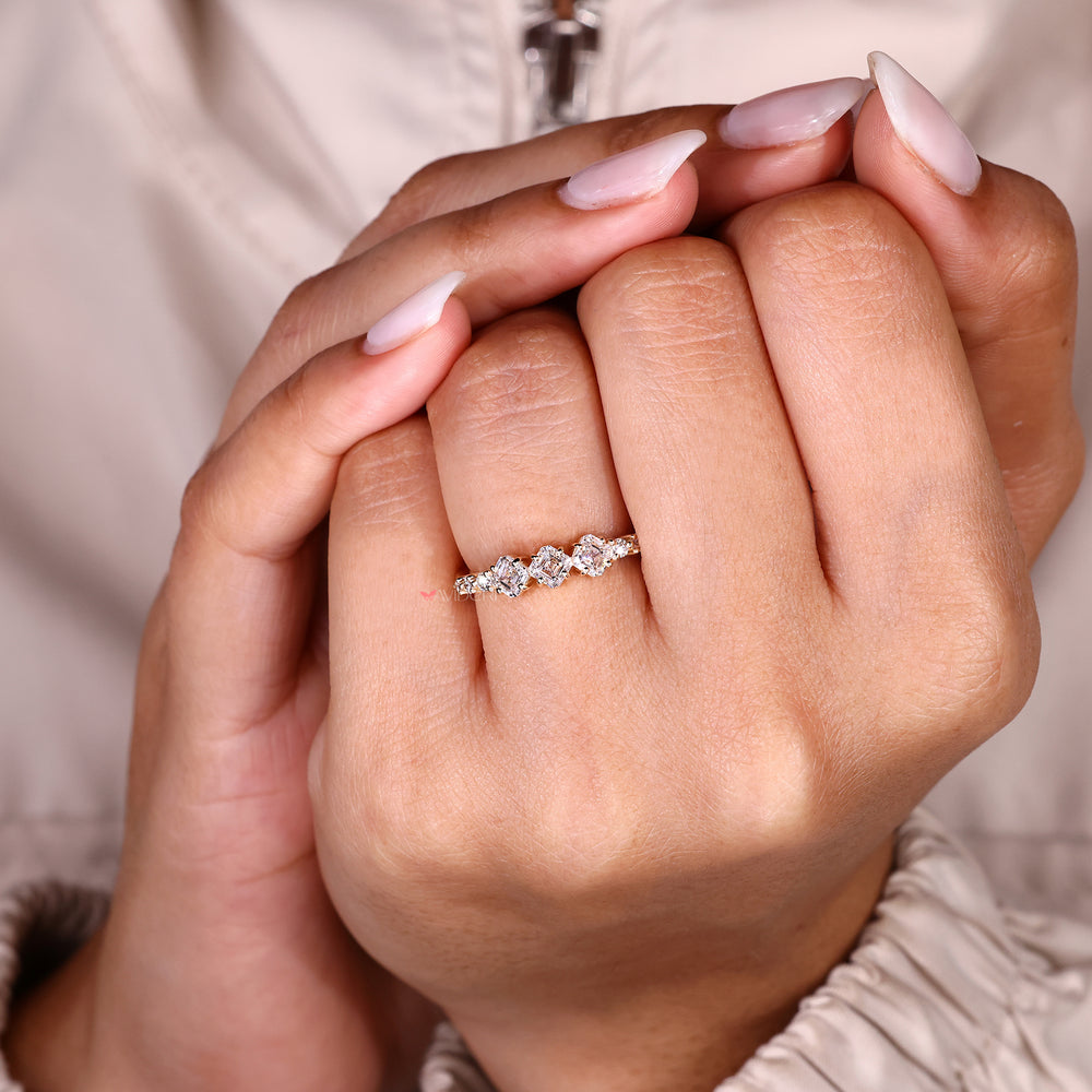 Lab grown diamond half eternity wedding band.
