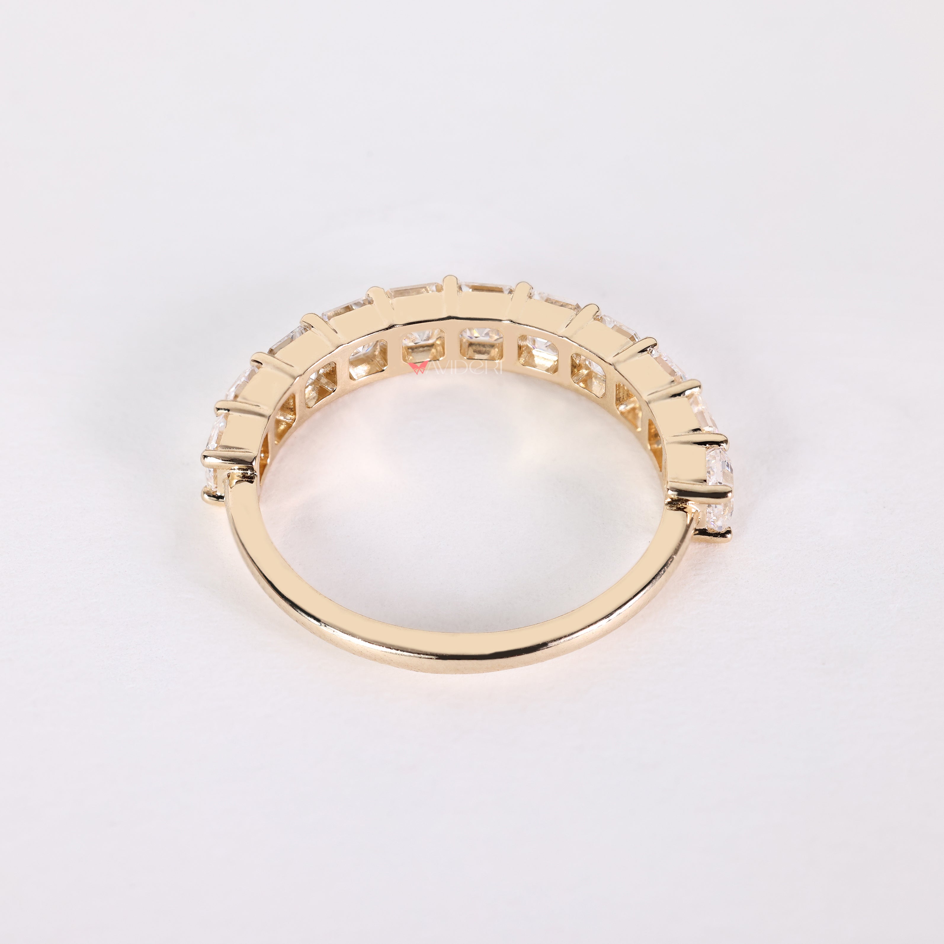 Handmade semi eternity band with asscher cut diamonds
