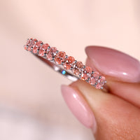 Half Eternity Pink Oval Diamond Wedding Band