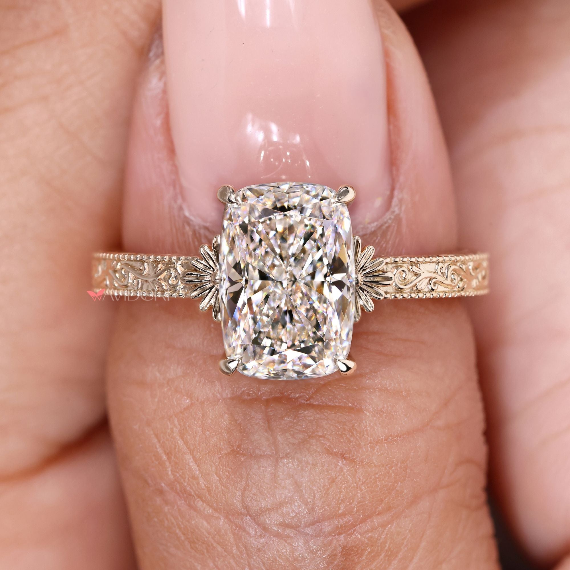 IGI certified cushion cut diamond solitaire ring.
