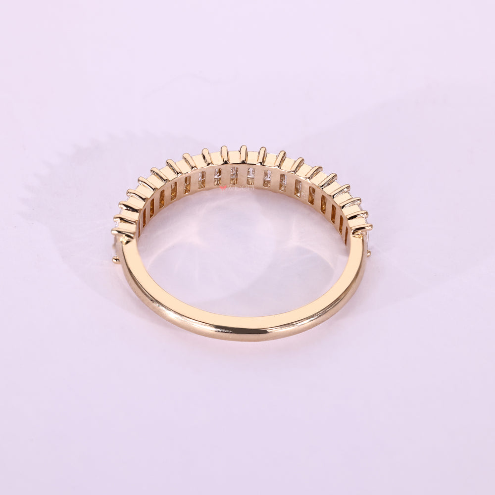 Prong set baguette diamond band handmade.
