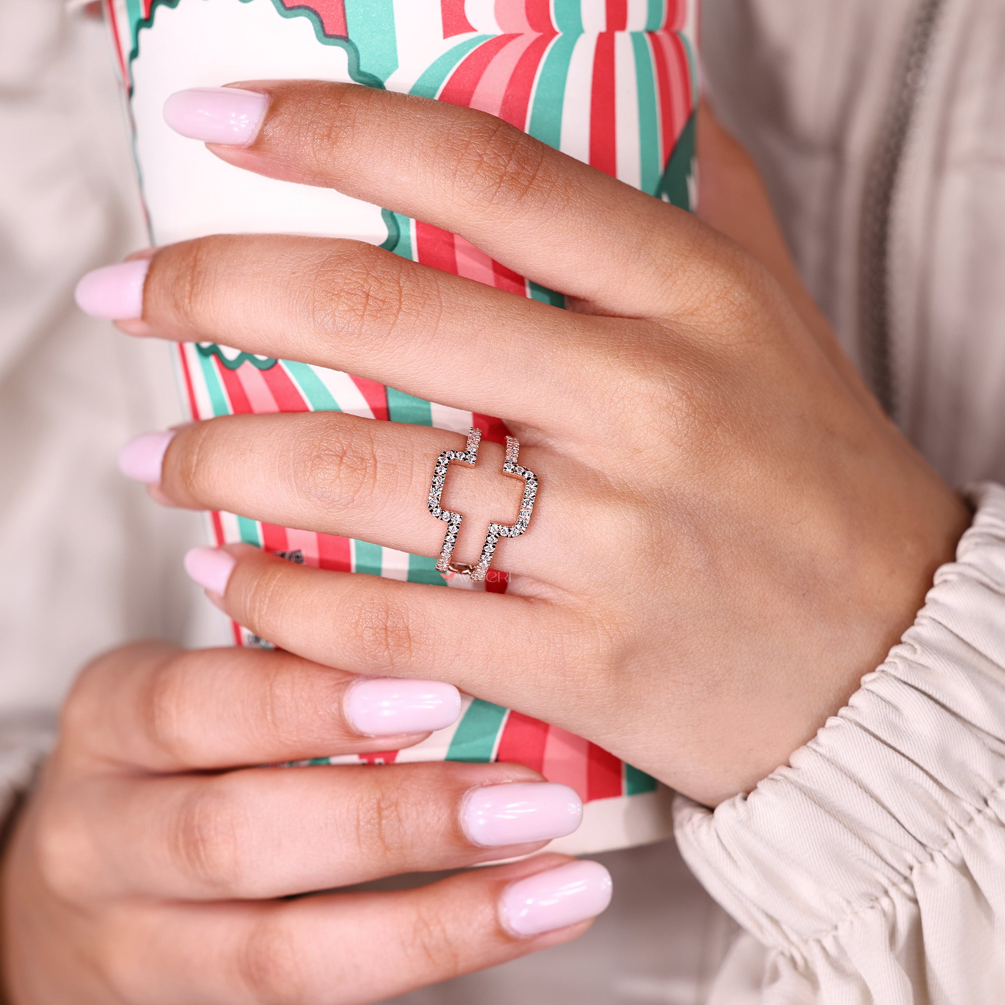 Round diamond enhancer band wrap guard style.
