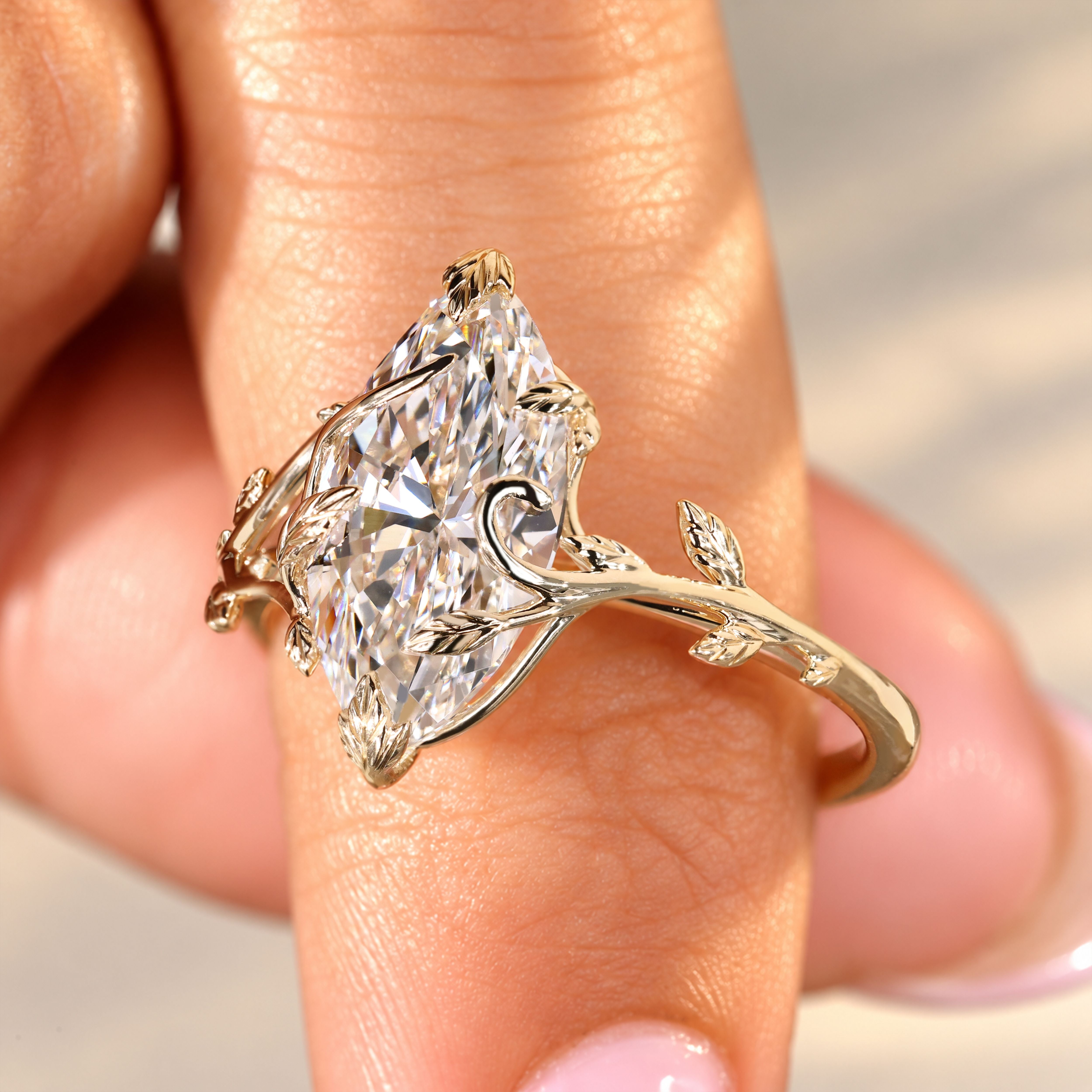 IGI certified marquise lab grown diamond ring.
