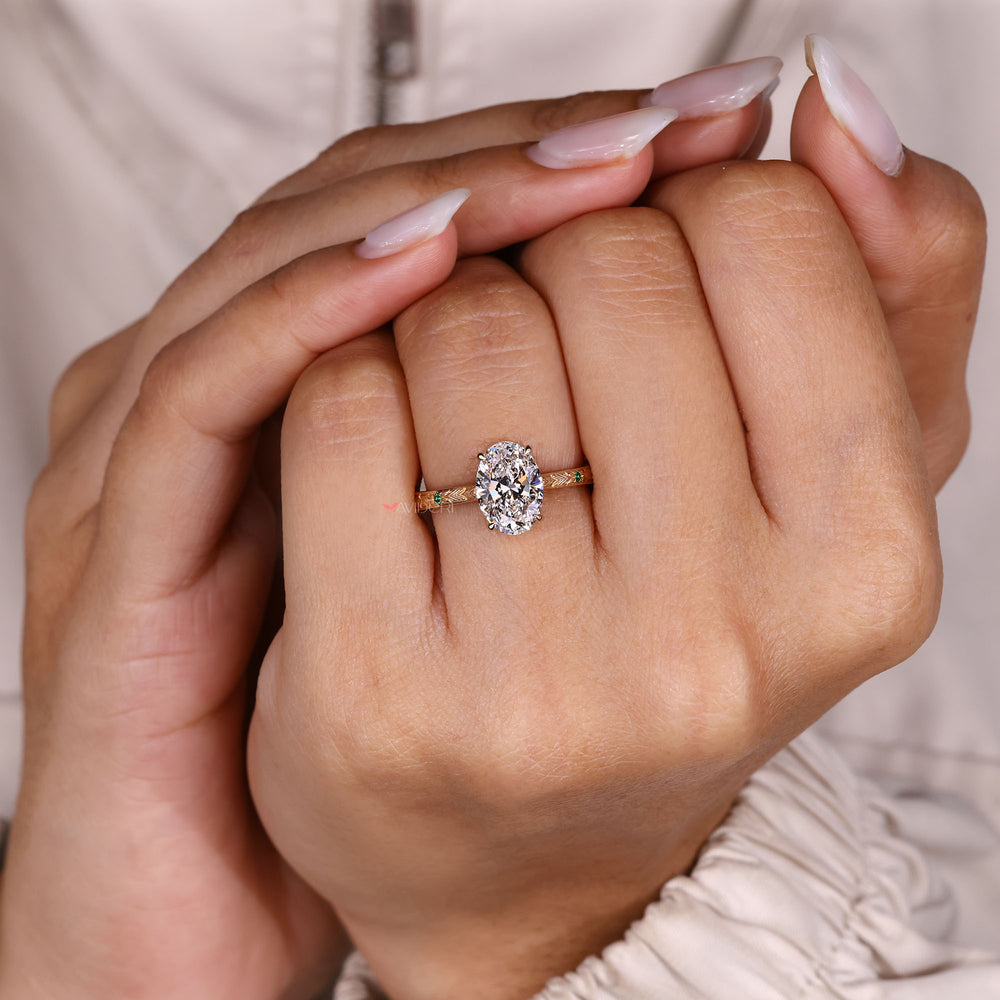 Lab grown oval diamond ring with refined sparkle.
