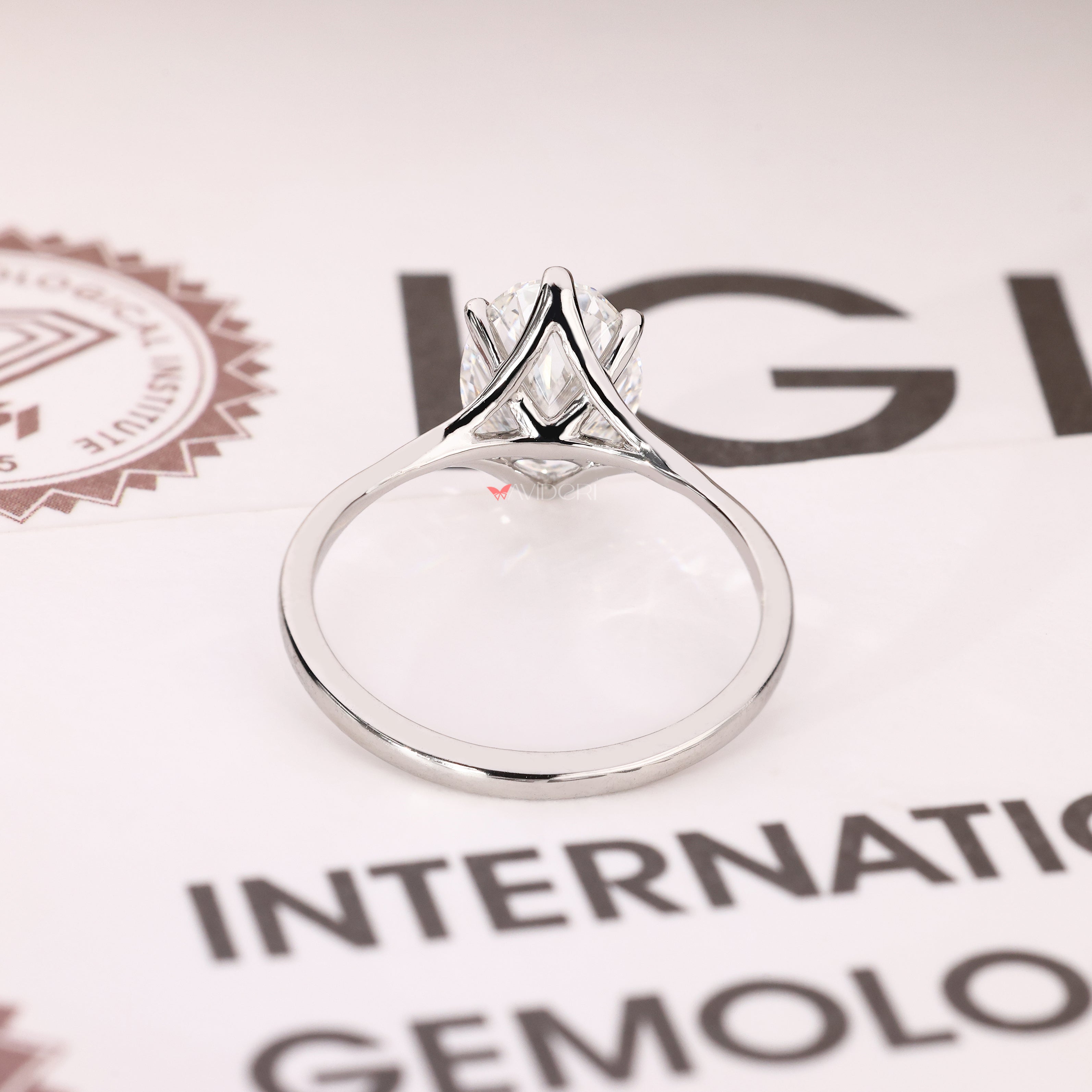 Handmade oval solitaire diamond ring design.
