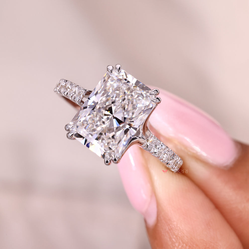 IGI certified lab grown radiant cut diamond ring.
