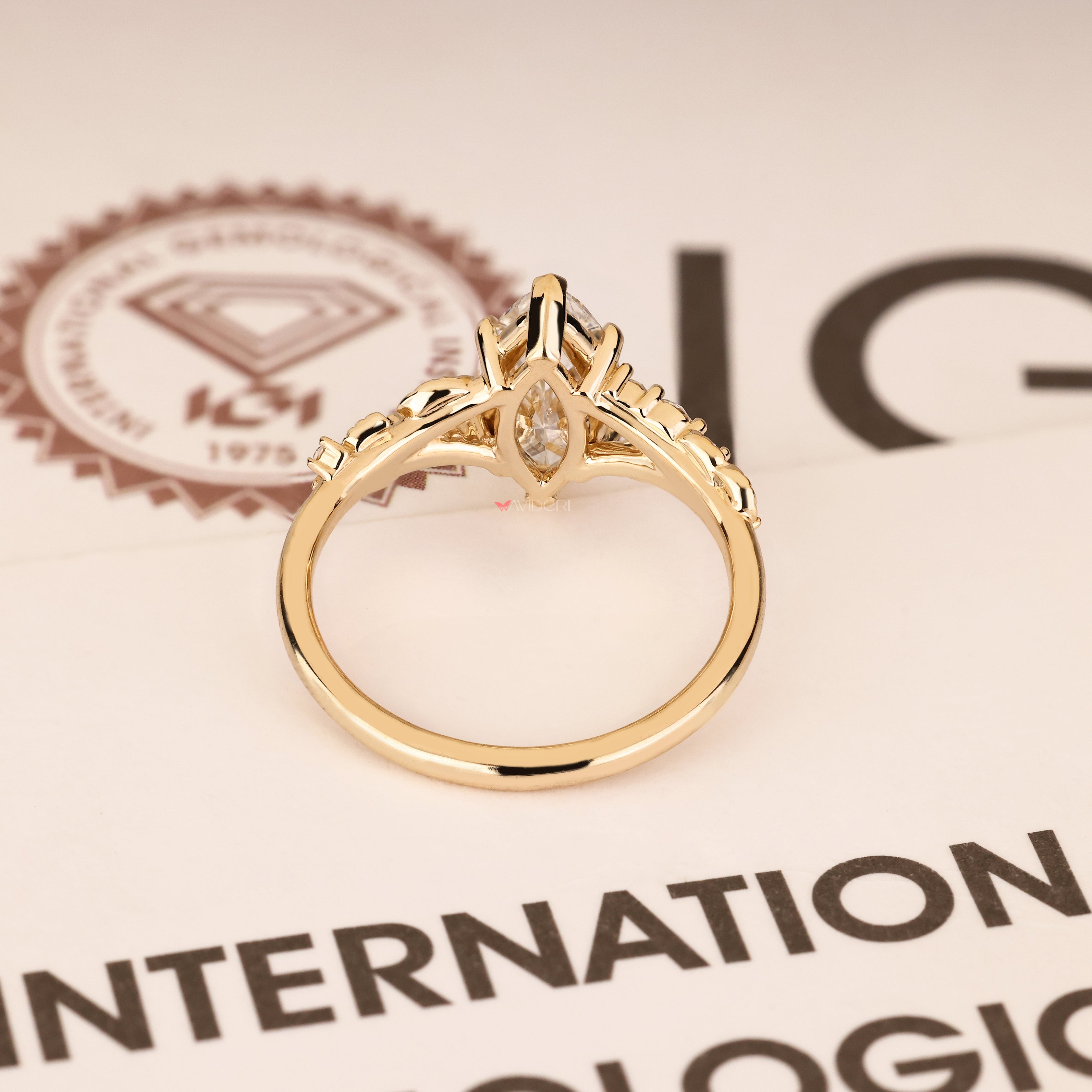 Lab grown marquise diamond ring IGI certified.
