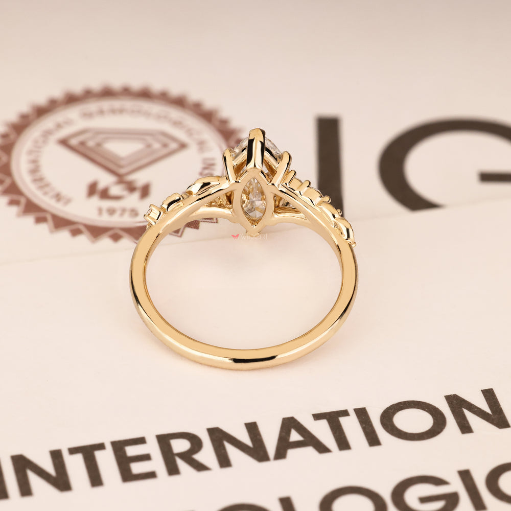 Lab grown marquise diamond ring IGI certified.
