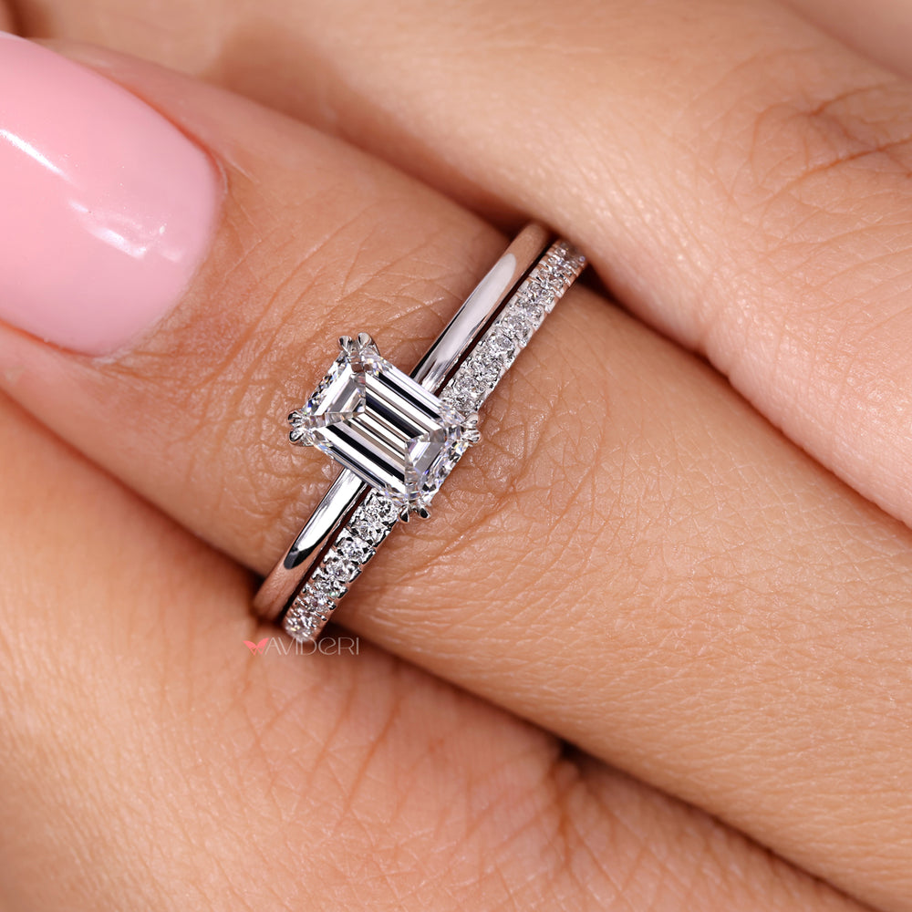 Emerald cut solitaire ring featuring a timeless and elegant design
